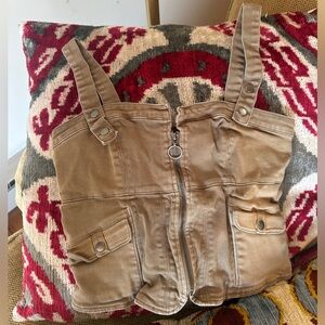 Free People Slate Green Zippered Vest Top XS